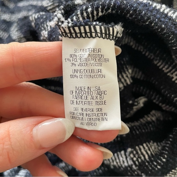 Theory Albita Guarda Taylor Swift Navy White Stripe Fit Flare Boucle Dress EUC 6 - Picture 9 of 11